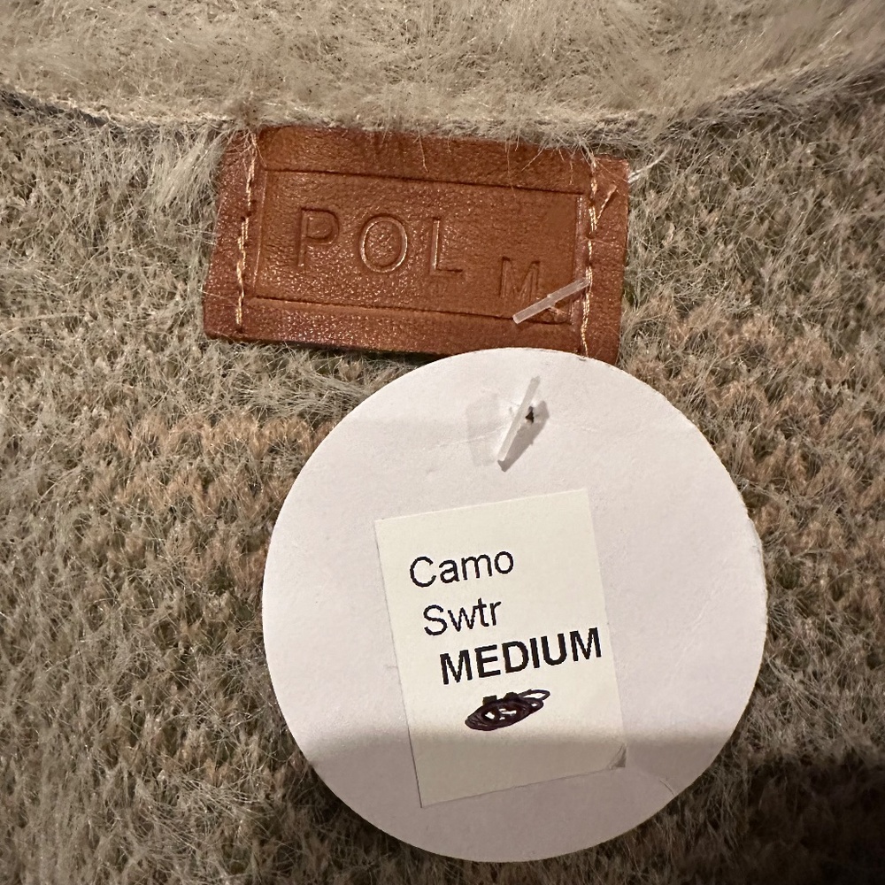 NWT POL Green Camo Military V Neck Mohair Sweater size Medium - Picture 3 of 5